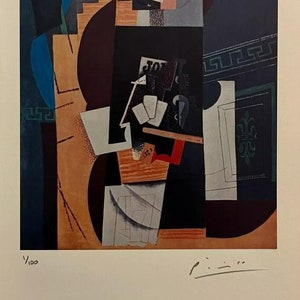 Pablo Picasso - The Card Player 1/100 - Handsignierter Original Druck mit COA und +3.500 USD Wertgutachten - Nummeriert