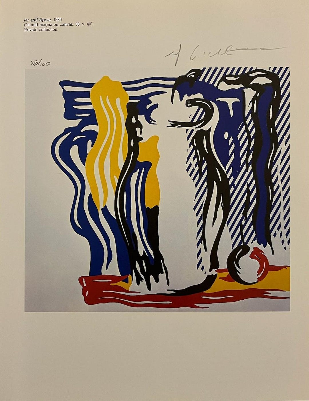 ロイ・リキテンスタイン - 瓶とリンゴ 28/100 - 直筆サイン入り