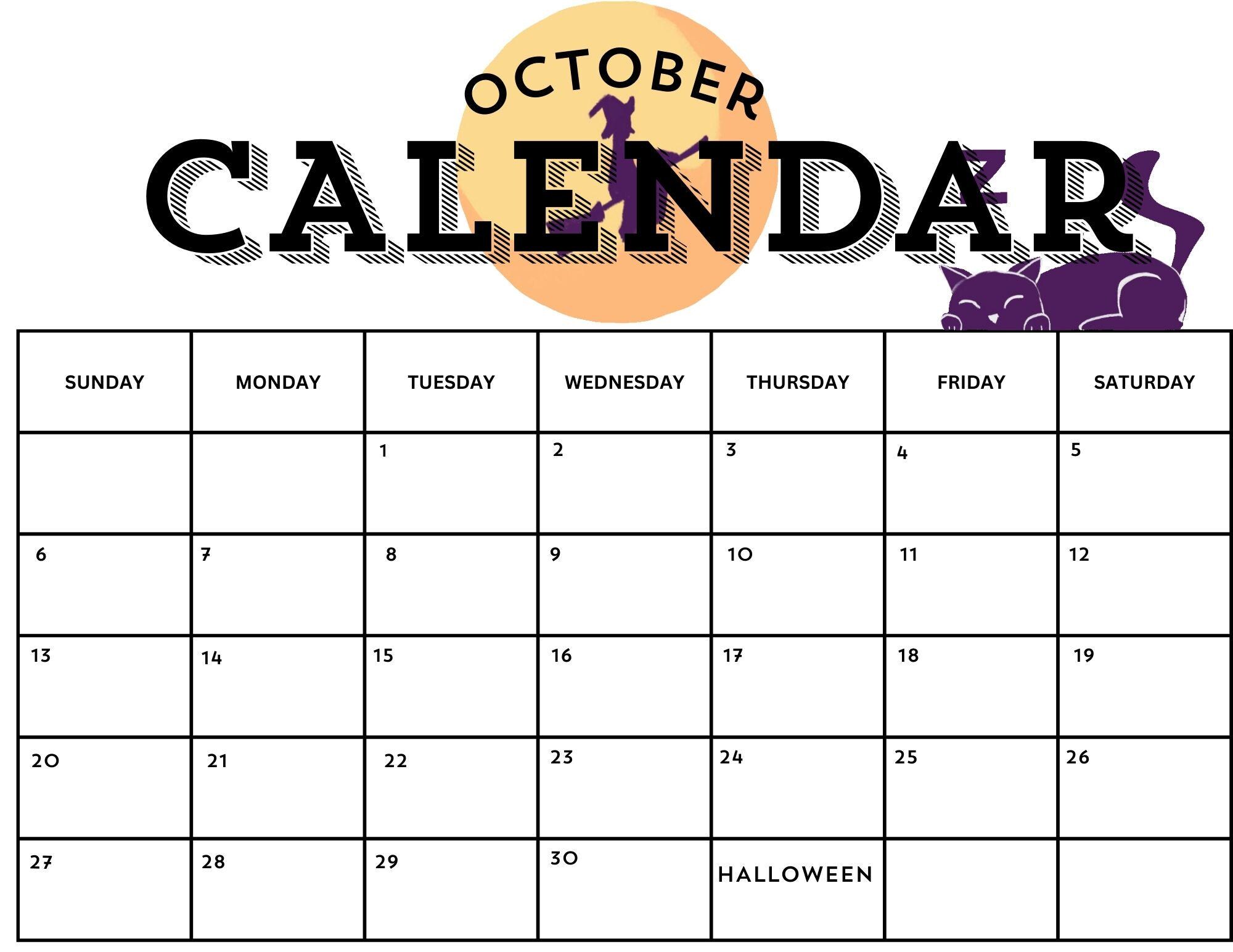 4 Digital-printable October Calendars, 4 Designs - Etsy