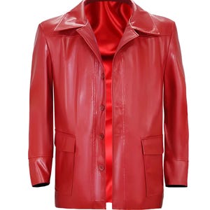 Handmade Tyler Durden Red Leather Jacket: Fight Club Inspired