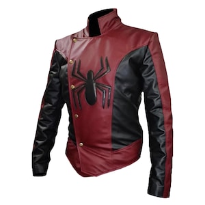 Spiderman Leather Jacket | Spiderman Red And Black Genuine Leather Jacket | Spiderman movie jacket | Gift For Him | Spiderman Fan Gift