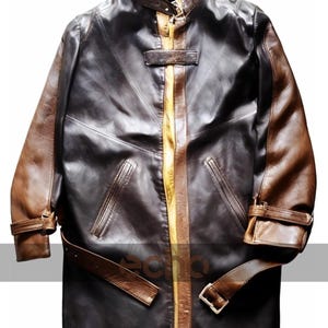 Aiden Pearce Coat | Cosplay Leather Long Coat | Game Inspired Quilted Long Coat | Dark Brown Genuine Long Leather Coat