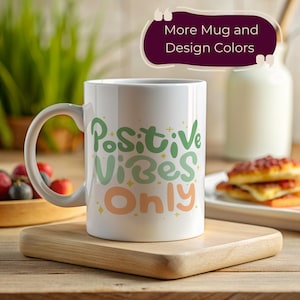 Good Vibes Only Coffee Mug Positive Quote Inspirational Gift for Friends Cute Ceramic Cup Funny Mug Motivational Present