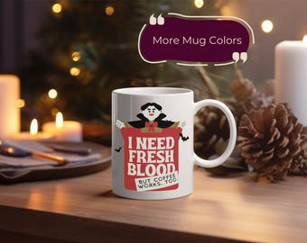 Vampire Mug Autumn Decor Coffee Mug Halloween Mug Cute Fall Mug Funny Vampire Mug Halloween Gifts Vampire Home Decor Funny Halloween Mug