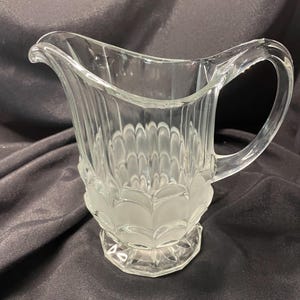 Vintage Frosted Petals and Clear Glass Pitcher