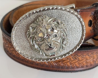 Joe Belts tooled leather steer head buckle #22E il_fullxfull.7503154290_pdb0.jpg main image 2