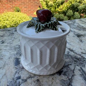 Vintage Jay Willfred Andrea by Sadek Strawberry Jam Jar Portugal Ceramic Lidded Pot