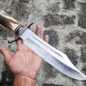 17&quot; Handmade D2 Steel Hunting Bowie Knife with Stag Handle Birthday Anniversary Wedding Personalized Gift For Him made in USA AK-35