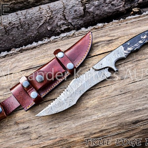 13&quot; Handmade Damascus Steel Hunting Bowie Knife with Wood Handle Birthday Anniversary Wedding Personalized Gift For Him made in USA AK-26