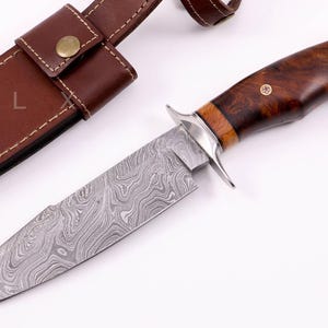 15&quot; Handmade Damascus Steel Hunting Vintage Bowie Knife with Wood Handle Birthday Anniversary Wedding Gift For Him made in USA