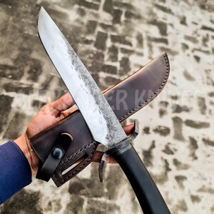 17&#39;&#39; Handmade Carbon Steel Hunting Bowie Knife with Wood Handle Birthday Anniversary Wedding Personalized Gift For Him made in USA