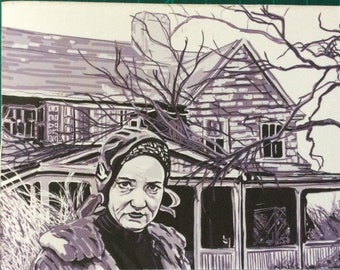 Little Edie Beale in front of Grey Gardens magnet