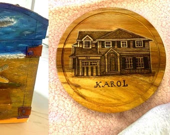 Custom WoodBurning/Handmade WoodBurning/House Portrait/Pyrography Gift/Custom Pyrography/Pet Portrait/ Art