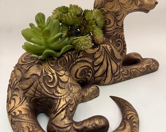 Unique 3D Printed Etched Boho Rustic Ornate Planter