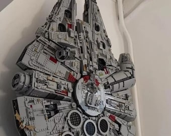 Soporte de pared premium para el Halcón Milenario, compatible con LEGO 75192.