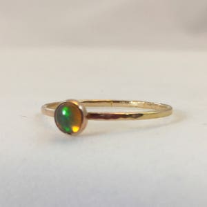 Opal and 14k Gold Ring, Alternative Engagement, October Birthstone Ring, Stacking 14k Ring