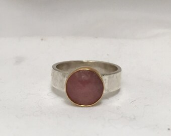 Rose Cut Sapphire in 14k Gold Sterling Silver Modern Engagement Ring, Alternative Bridal