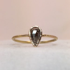 Rose Cut Pear Diamond Engagement Ring, 14k Gold Diamond Ring, Alternative Engagement Ring