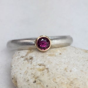 Ruby Ring, 14k Gold and Silver Ring, July Birthstone Ring
