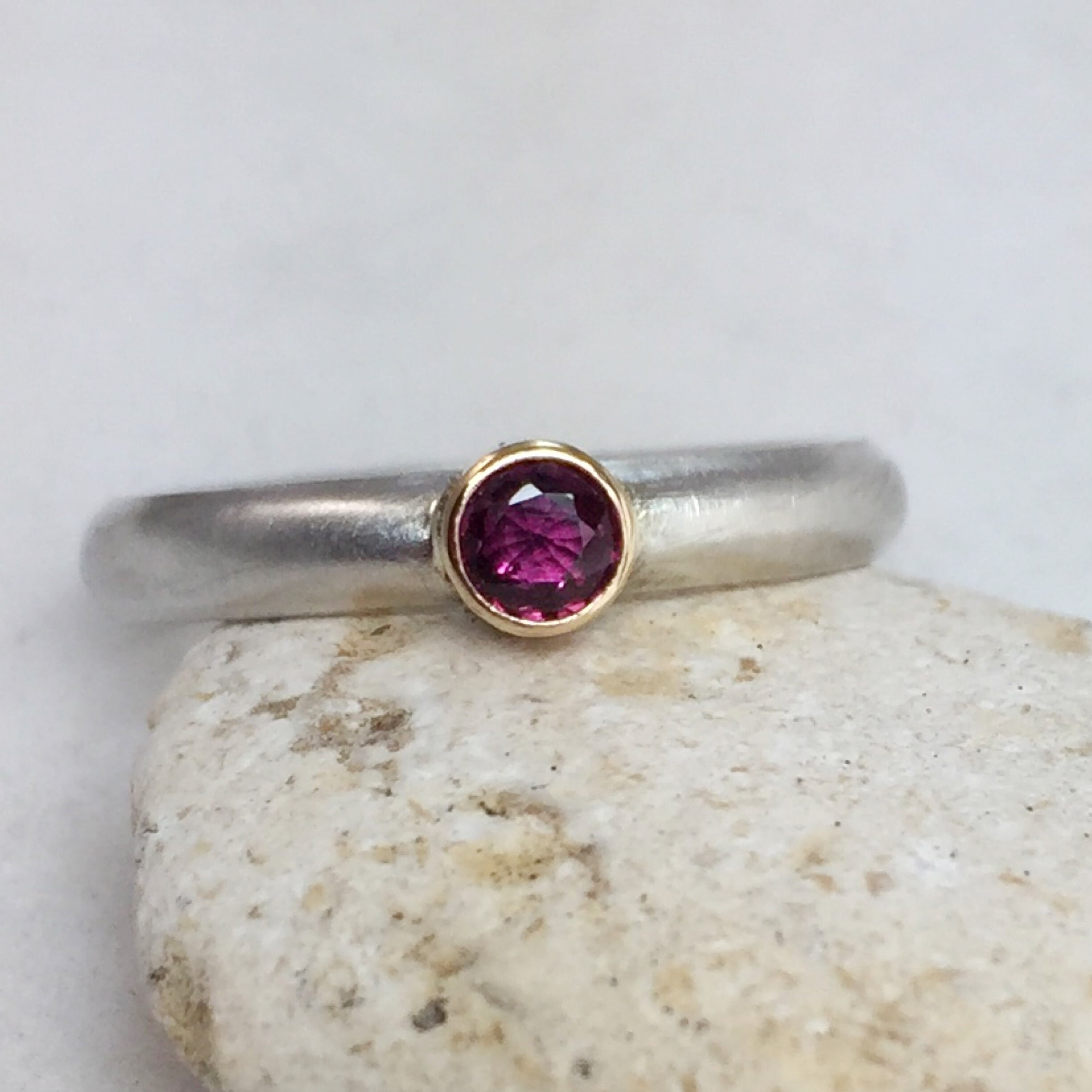Ruby Ring, 14k Gold and Silver Ring, July Birthstone Ring