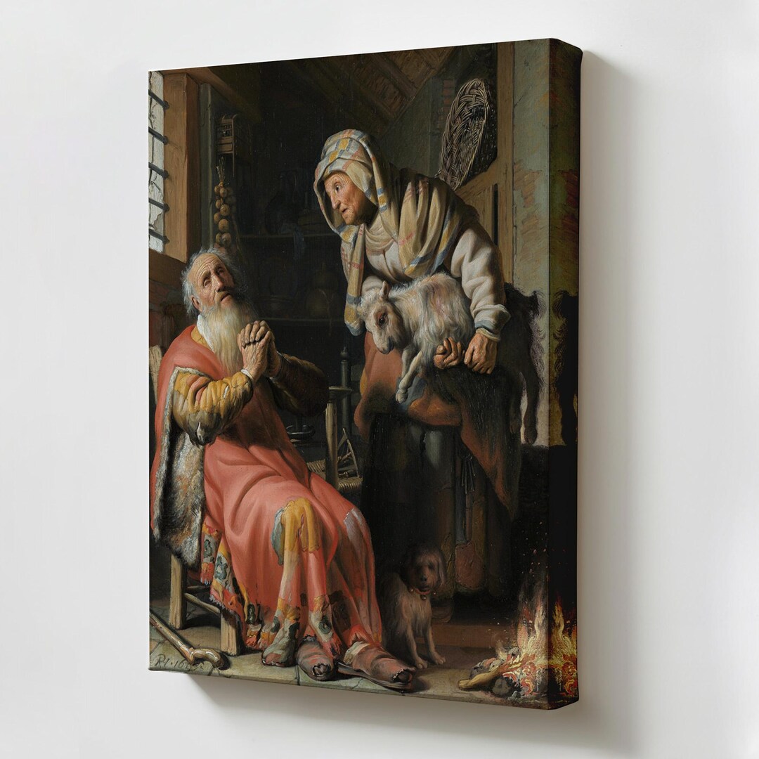 Rembrandt Van Rijn Tobit and Anna With Child, Classic Canvas Art ...