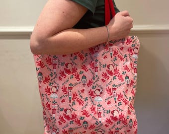 Pink Nutcracker Christmas tote bag