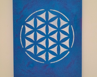 Arte espiritual, flor de la vida, pintura acrílica, espiritual, cuadros de pared, decoración de paredes, pintura, arte, cuadro curativo, cuadro energético