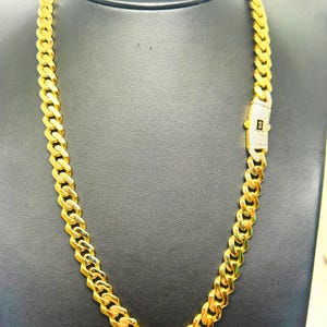 Real 10K Yellow Gold Cuban Monaco Chain for Women and Men 9.5mm wide