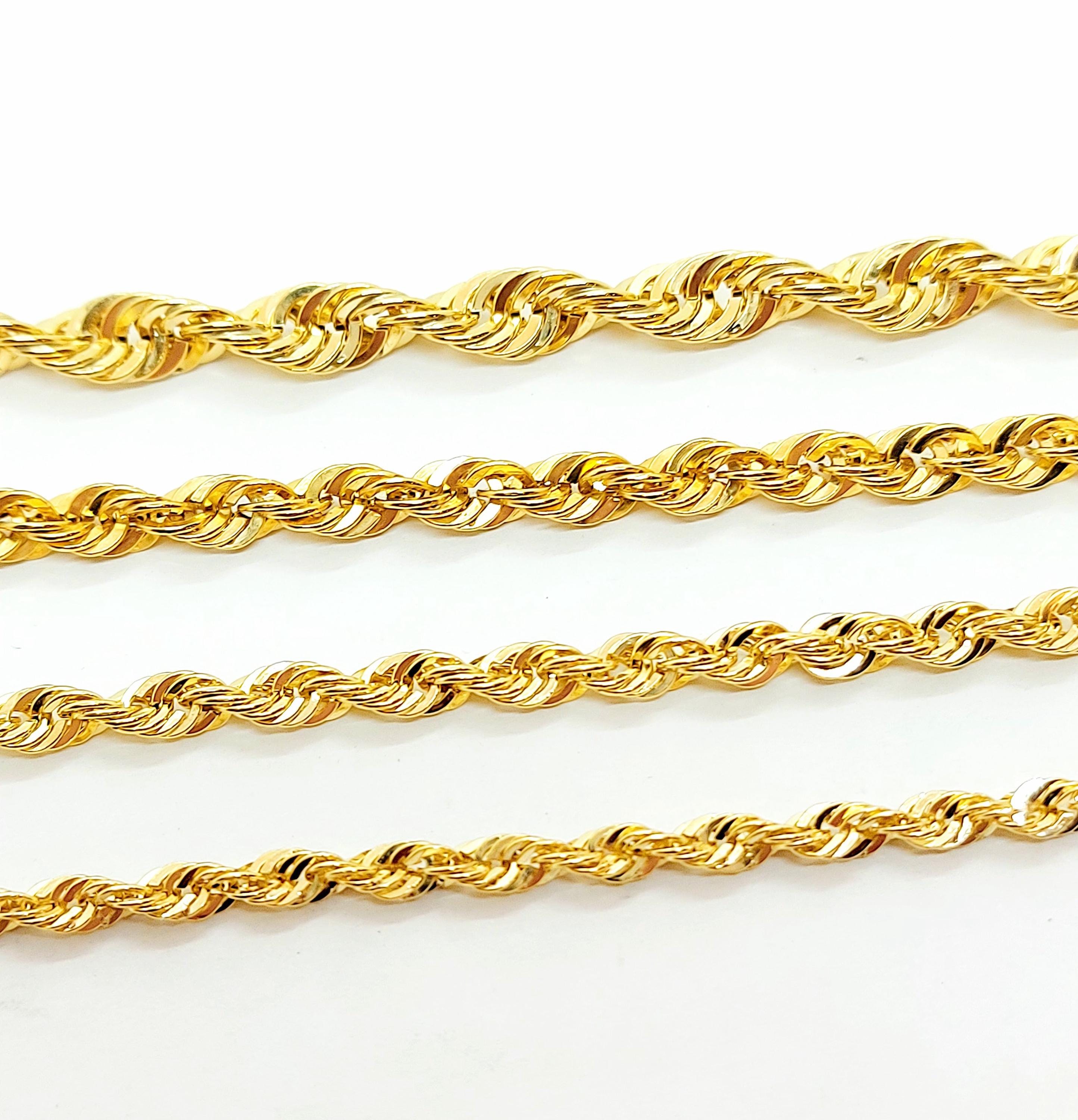 Handmade 10k Solid Gold Diamond-cut Rope Chain Necklace - Etsy