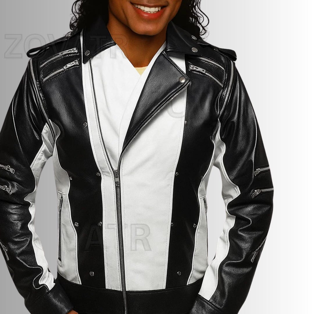 Michael Jackson Black and White Leather Jacket | Iconic Bad