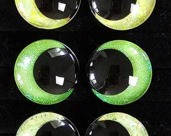 Ojos de seguridad con purpurina pintados a mano para peluches de crochet: crea tu propio paquete de 3 en verde brillante.