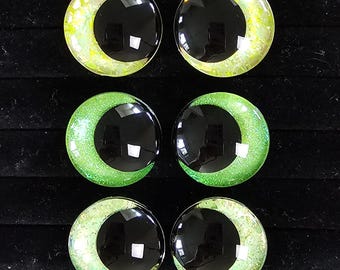 Handgeschilderde glitterveiligheidsogen voor gehaakte knuffels - set van 3 felle groenen