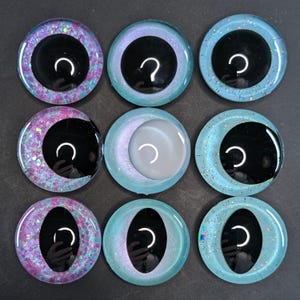 Hand-Painted Glitter Safety Eyes: Amigurumi Crochet Plushie Eyes (Set of 3 Pairs, 18mm-40mm)