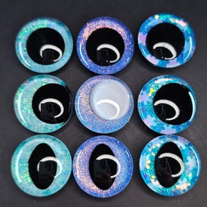 Hand-Painted Glitter Safety Eyes: Amigurumi Doll Eyes (Set of 3 Pairs, 18mm-40mm)