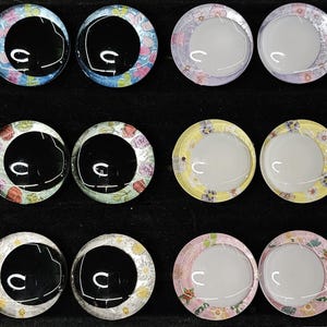 Hand-Painted Flower Safety Eyes 35mm: Amigurumi Glitter Eyes, 6 Pairs