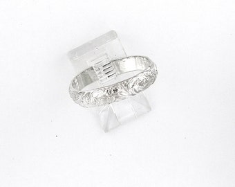 RING Sterling Silver, Silver Band, Engraved Floral Sterling Silver Ring, Silver Finger or Toe Ring Thumb Ring Choose Size RSSENGRFL