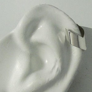 MINI Ear Cuff Cartilage Faux Helix,Fake Helix Earring No Piercing Hoop Simple Earcuff Non-pierced Upper Ear  Silver Smooth Chevron MC2SSSM