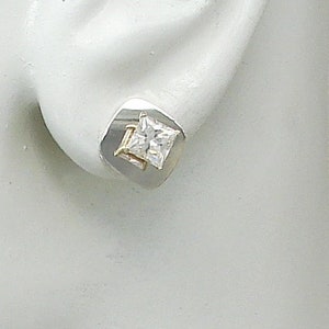 EARRING JACKETS for Studs, Solid Sterling Silver Rounded Square Ear Jackets, Jackets for Diamonds, Small Jackets for Earrings JDSSSHSQSM9