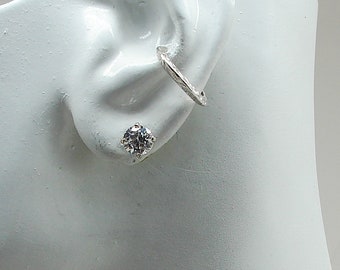 Ear Cuff Sterling Silver Pattern Triangle  Non-pierced Cartilage Wrap Earring, Fake Conch, No Piercing Cuff Earring, Ear Cuff  EPTRISS