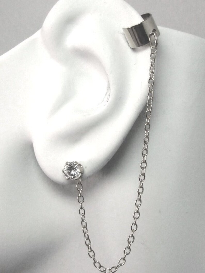 MINI Ear Cuff BAJORAN Teen Vogue Chain Earring White GoldFake Etsy