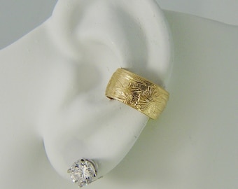 POST Conch Earring, Kraakbeen Piercing, 14K Gold Filled Ear Cuff voor Conch Piercing, Hex Hoop Earring, Gauge Piercing, Brede Bloemen E5XGFP