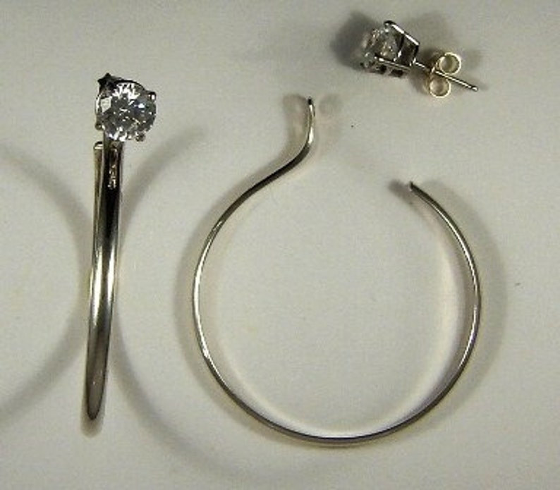 Hoop EARRING JACKETS Diamond Jackets Sterling Silver Dangle Etsy