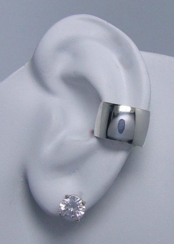 Ear Cuff Silver Non-pierced Cartilage Wrap Earring Fake Conch No Piercing Cuff Earring Simple Earcuff  Faux Pierced Wide Dome Smooth E3SSSM