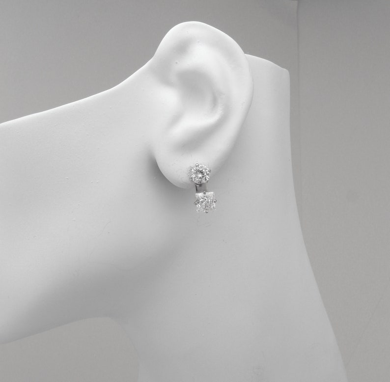 Earring Jackets 14K Solid White Gold with RADIANT Faceted Etsy