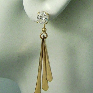 Earring Jackets,Triple Dangle 14K Gold Filled Jackets, Jackets for Studs,Jackets for Post Earrings, Jackets for Diamonds JDGFTRID45X8