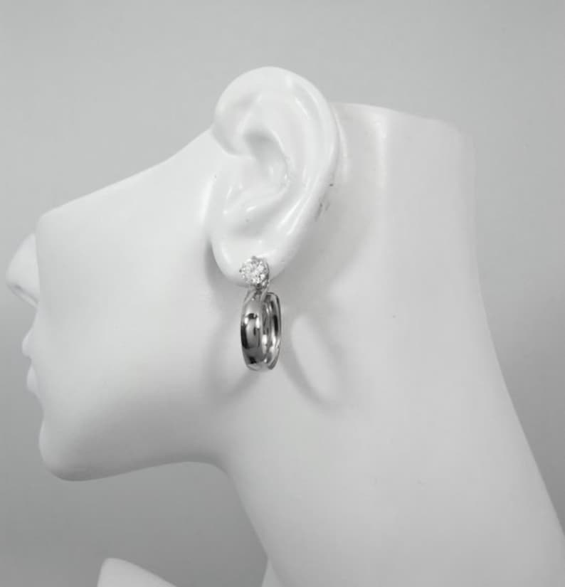 EARRING JACKETS Sterling Silver Medium Dangle Hoop Jackets Etsy