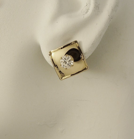 EARRING JACKETS for Studs 14k Gold Fused Edge Square Diamond Etsy