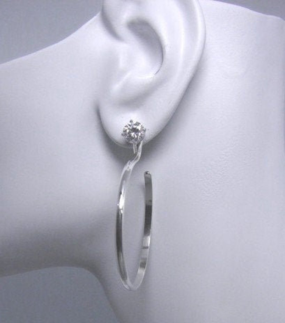 EARRING JACKETS, Hoop Diamond Jackets, Sterling Silver Dangle Drop