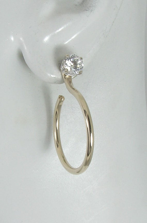 EARRING JACKETS Gold Diamond Ear Jacket Dangle Hoop Jackets for