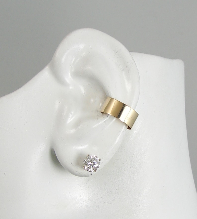 Ear Cuff, Gold Ear cuff, Non-pierced earcuff, Cartilage Wrap, Earring Fake Conch, No Piercing, Cuff Earring, Faux Pierced Hoop Smooth E1GFSM image 3
